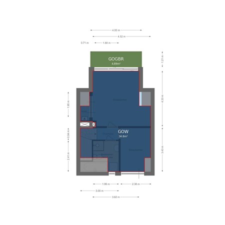 Floorplan - Jan van Zutphenlaan 21C, 3555 SN Utrecht